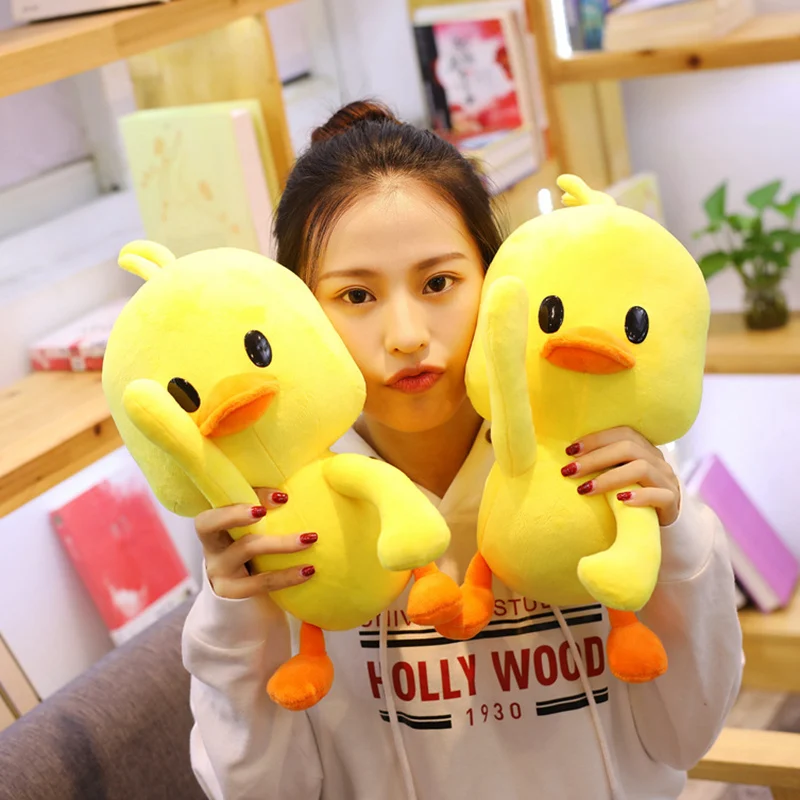 

28/38/48 cm Stuffed Yellow Hello Hi Hola Bonjour Duck Soft Big Yellow Duck Plush Toys Hot Sale Best Gifts for Children