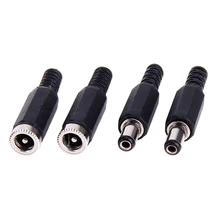 10 sets Jack Connectors Plastic 2.1×5.5mm DC Power Female Plug And Male Plug