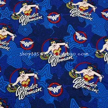 Широкий 140 см синий чудо-женщина печати ткань Хлопковое одеяло детская ткань лоскутное Швейные материалы для ручной работы женская одежда