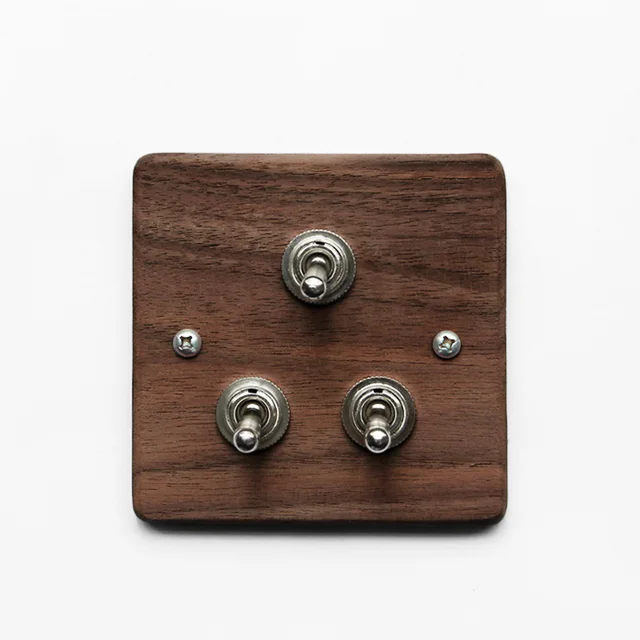 Maple/Walnut Luxury Wall Light Switch Panel Hand Made Retro Switch 10A