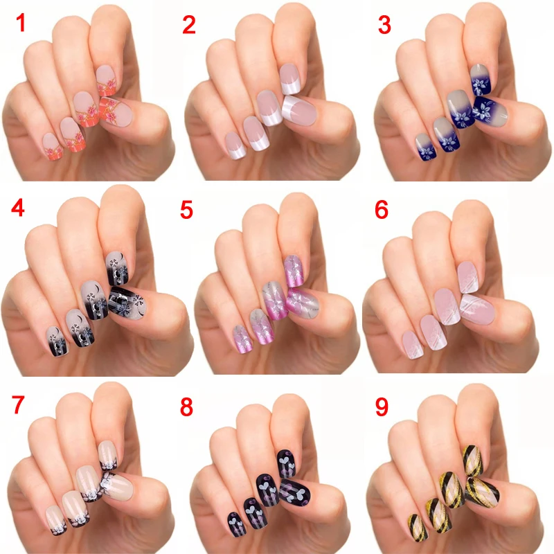 

24pcs/set Artificial Fake Nails Middle Long Full Cover False Nails Tips Press on Nails 9 Optional