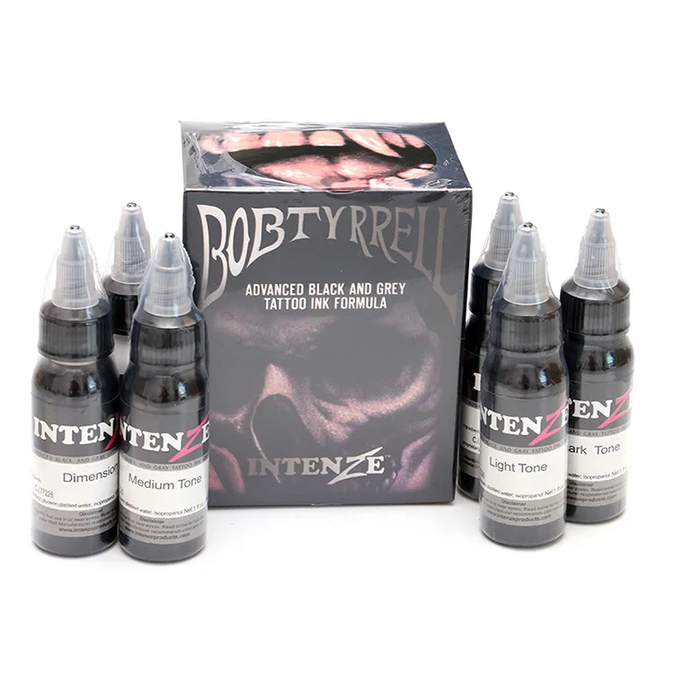 Online 6 Pcs 1 unzen Tattoo Ink Pigment Set Kits Körper Kunst 30ml schwarz Professional Beauty Permanent Make Up Farben Zubehör 6 farbe