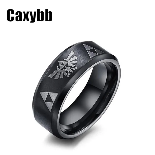 Men's Women's The Legend Of Zelda Triforce Ring Black Titanium Steel Bezel Costu Men's Women's The Legend Of Zelda Triforce Ring Black Titanium Steel Bezel Costu