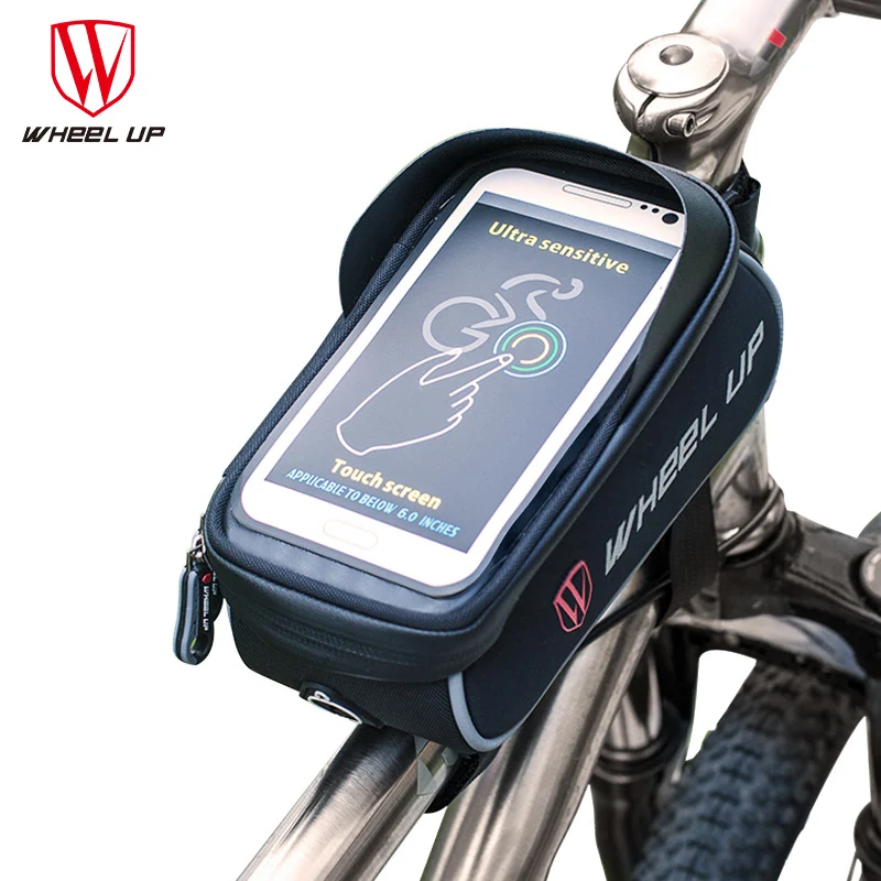  Waterproof Bicycle Phone Bag Front Frame Top Tube 6.0 inch Rainproof Touch Screen Cycling Pouch Cel