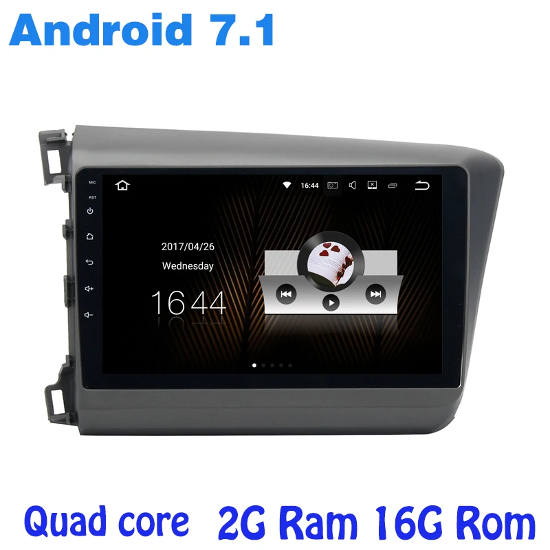 

Quad core Android 7.1 car radio gps for honda Civic 2012-2014 with 2G RAM wifi 4G USB BT mirror link SAT NVAI