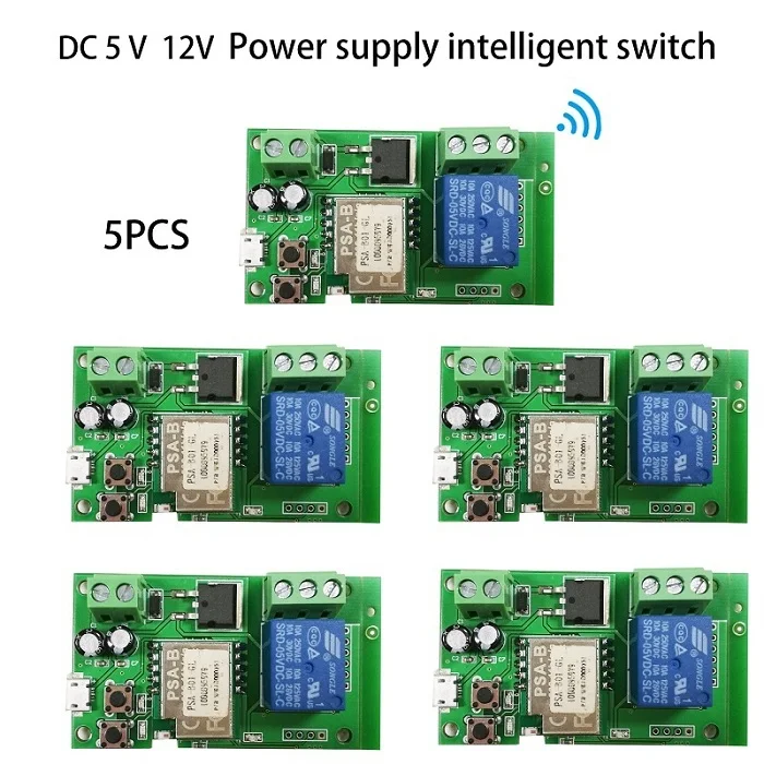 5 шт. DC 5 в 32 в WiFi умный переключатель diy релейный модуль умный дом через ios Android телефон пульт дистанционного управления модули автоматизации - Комплект: DC12V 5pcs