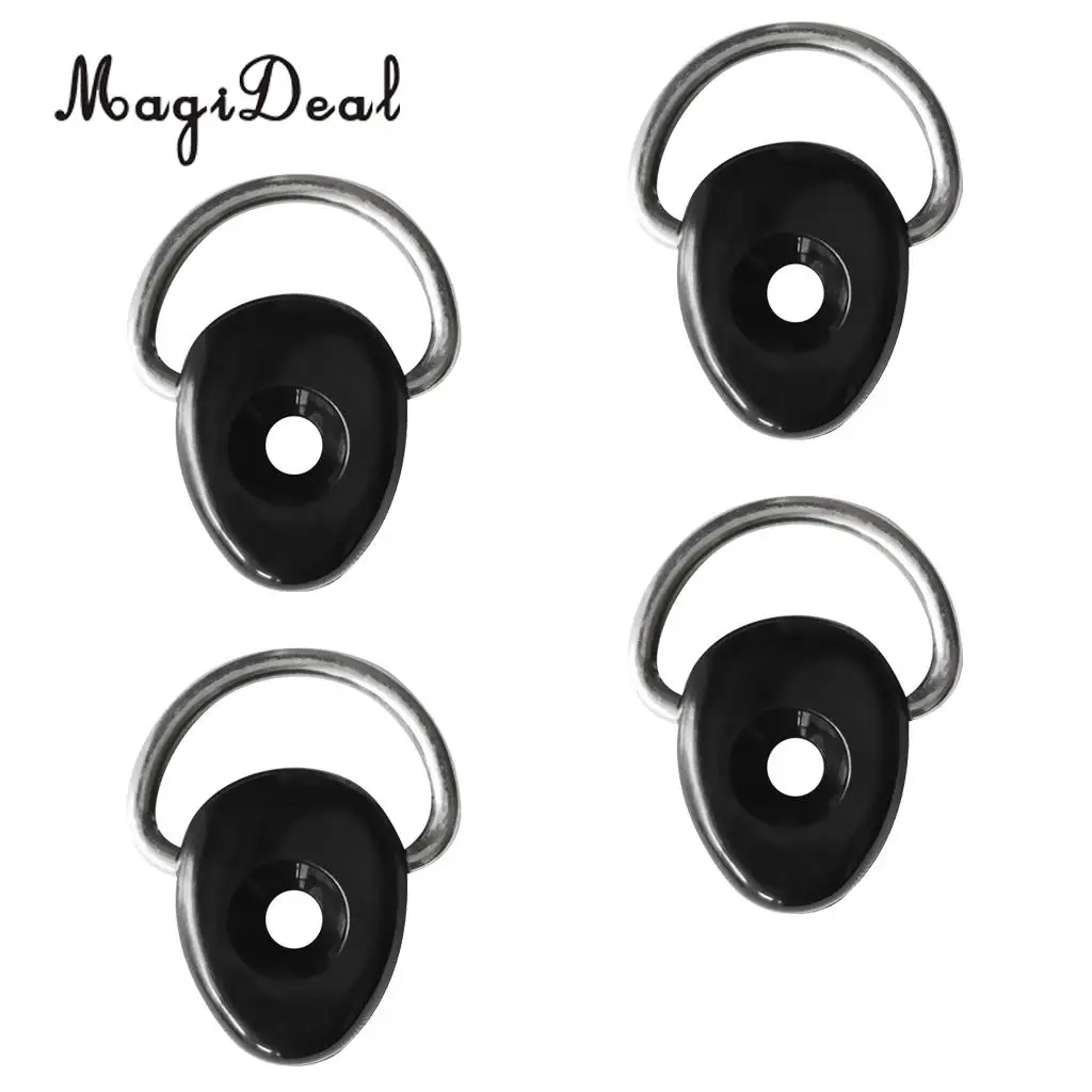 MagiDeal Outdoor Water Sports 4Pcs Kayak Loop Deck Fitting & D-Ring for Deck Bungee Line Rigging Safety Rowing Boats Acce Black
