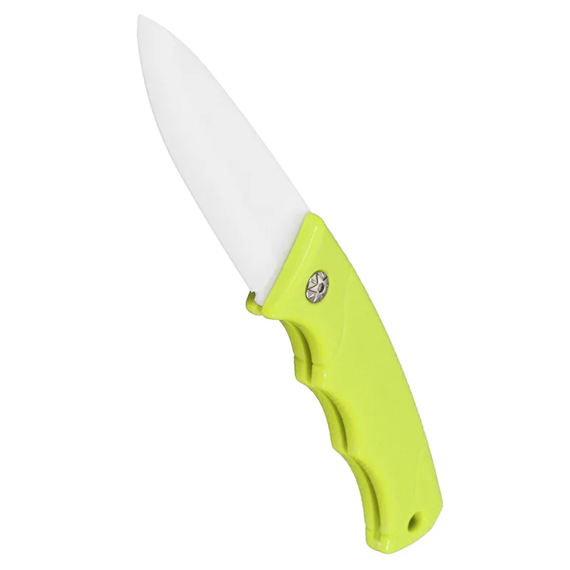 Складной кухонный нож для приготовления фруктов и овощей, керамические ножи для нарезки мяса, 3 с ручкой ABS, синий, зеленый - Цвет: Green