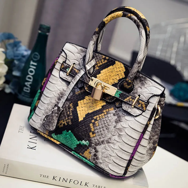 

Women Mixed Color Tote Shopper Bag Crocodile Pattern Handbags Ladies Fashion Cross body Shoulder Bag Girls New Messenger Bags