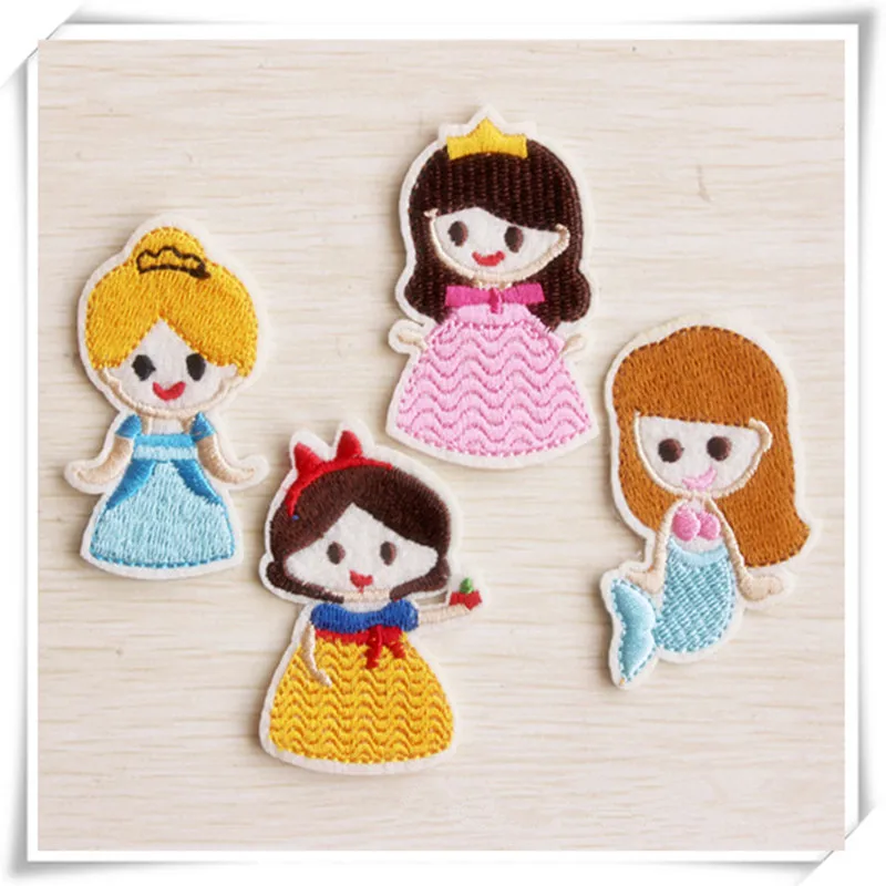 

4PCS Iron On Patches For Clothing Mermaid Cartoon Embroidery Patch Summer Fabric Badge Stickers For Clothes Jeans Decoration