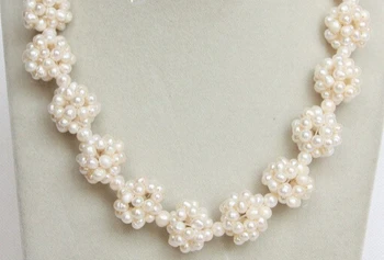 

wan 001965 18" 17mm white Freshwater pearls beads ball necklace