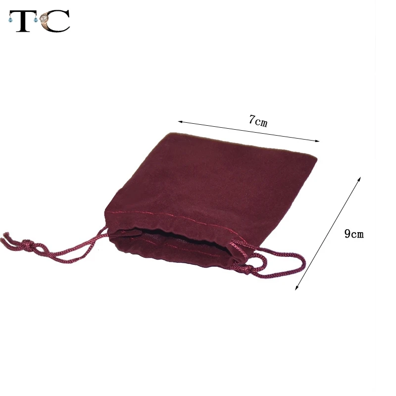 Шнурок для украшений Чехлы Короткие Плюшевые ботинки бархатные подарочные сумочки Свадебные сувениры 7 см x 9 см - Цвет: Crimson Velvet