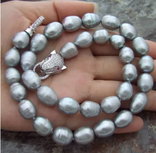

charm accessory choker shone> STUNNING 11-12MM SOUTH SEA SILVER GREY PEARL NECKLACE 18 INCH