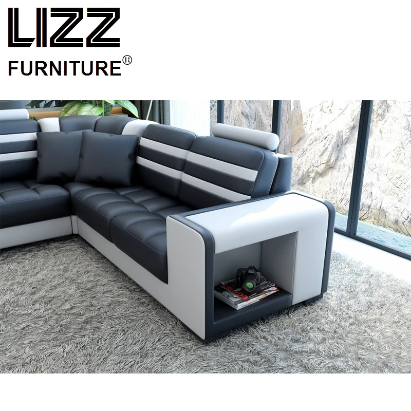Sales Sofa Sets Luxury Furniture Set Genuine Leather Sofas For Living Room Modern Sofa Set With LED Light Divany Furniture 3316