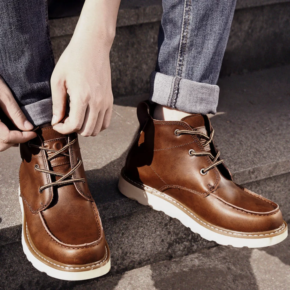 

Autumn 2018 Martin Boots Male New Pattern Man Fashion Leisure Work Clothes Shoe Genuine Leather Joker Male Shoes Short Boots