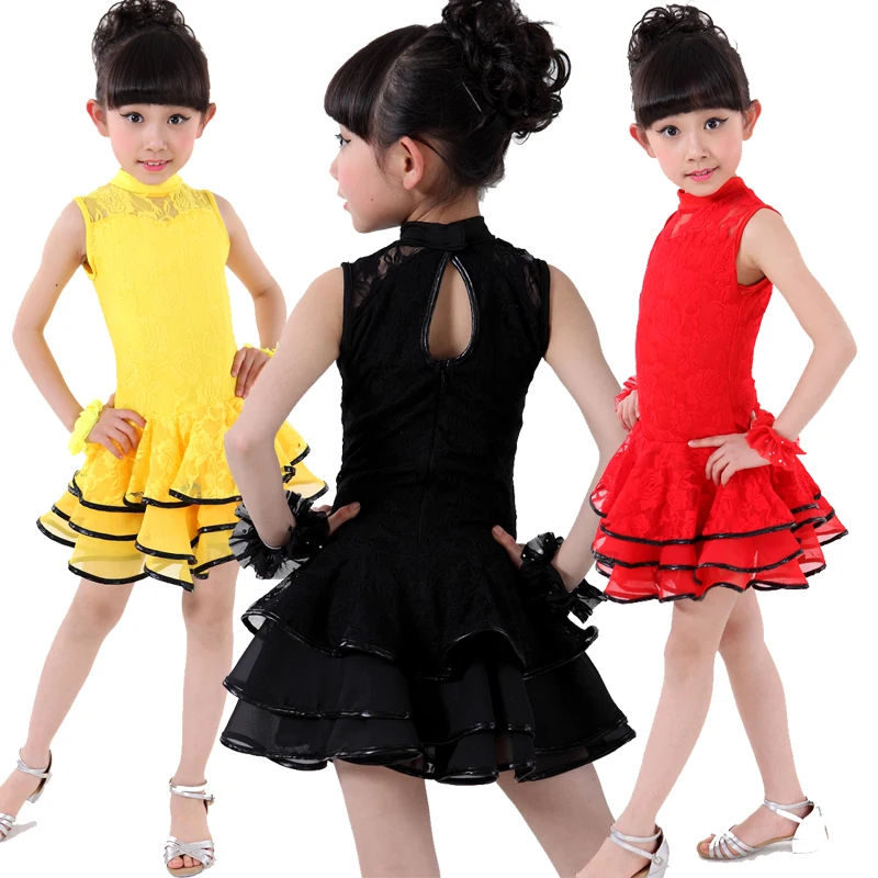 

Sexy Lace Dance Costumes For Kids Ballroom Dance Competition Dresses Latin Dance Dress Salsa Dancewear Tango Clothes For Girls