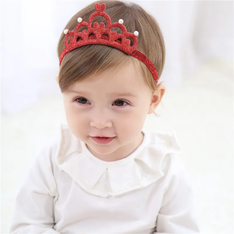 

M MISM New Design Children Crown Headbands Newborn Baby Princess Tiara Headwear Cute Pearl Headwear Hair Accessories