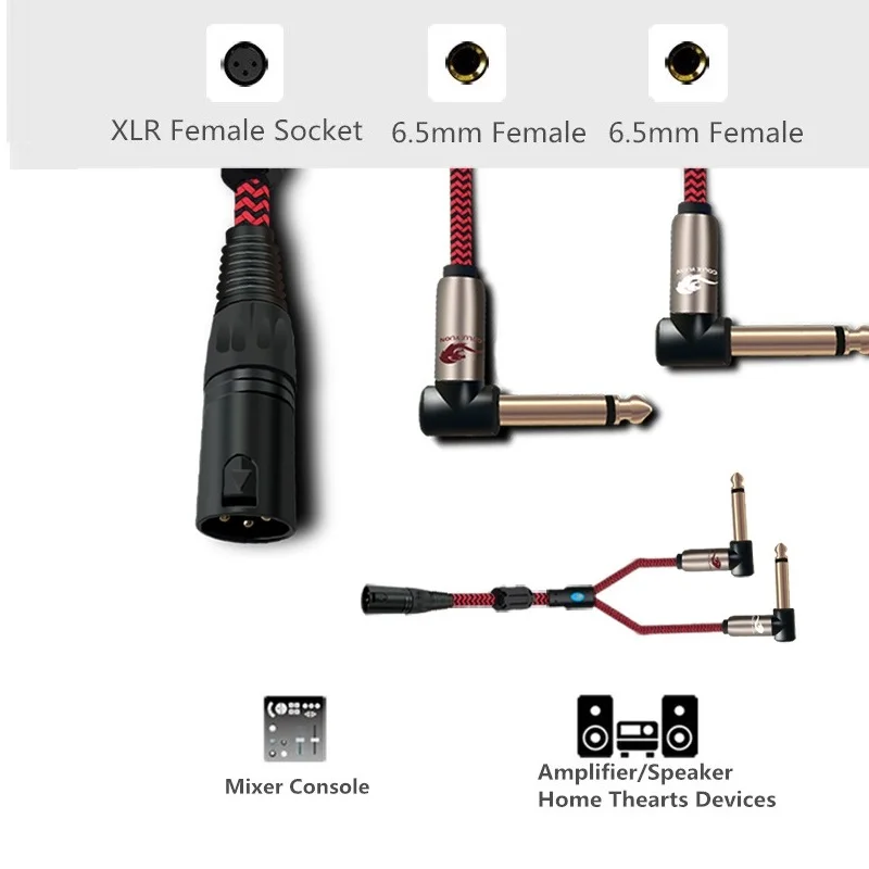 XLR штекер на двойной 1/4 ''TS моно 6 35 мм мужской аудио кабель миксер консоль