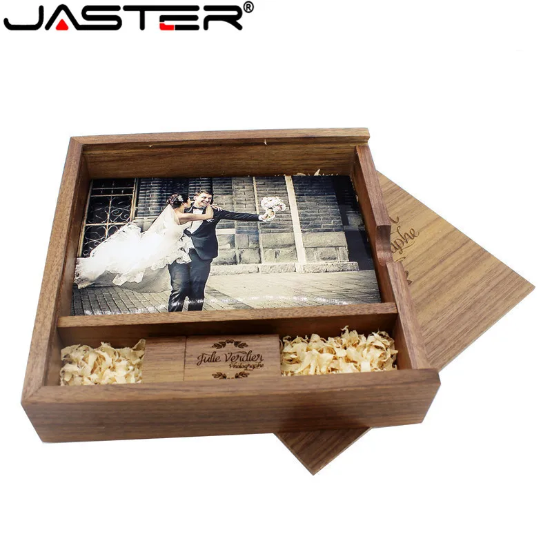 JASTER орех клен фотоальбом деревянный usb+ коробка Memory stick Pendrive 8GB 16GB U диск фотография свадебный подарок(1 шт. бесплатный логотип