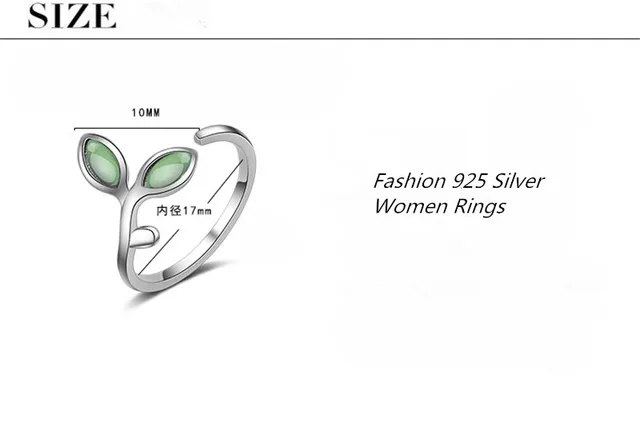 TJP New Arrival Leaf Crystal Female Finger Rings Adjustable Trendy 925 Sterling Silver Rings For Girl Party Accessories Birthday