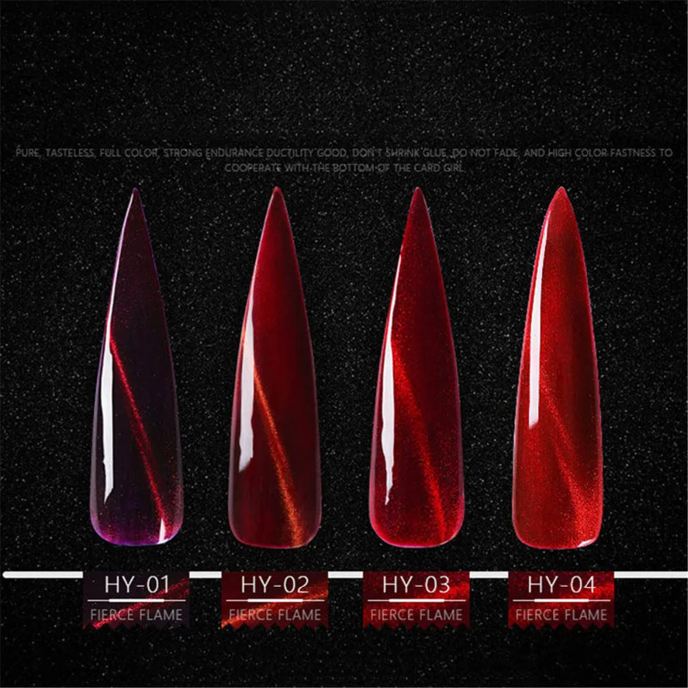 15 мл 1 бутылка УФ Гель-лак для ногтей Пламя Красный свет кошачий глаз масло для ногтей натуральная Съемная винно-красная 3D керамика стекло кошачий глаз клей