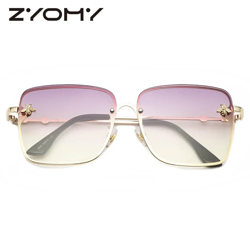 С большой оправой Для женщин солнцезащитные очки, прозрачные линзы в виде маленькой пчелы квадратный дизайнерские женские солнцезащитные очки, Oculos De sol Gafas