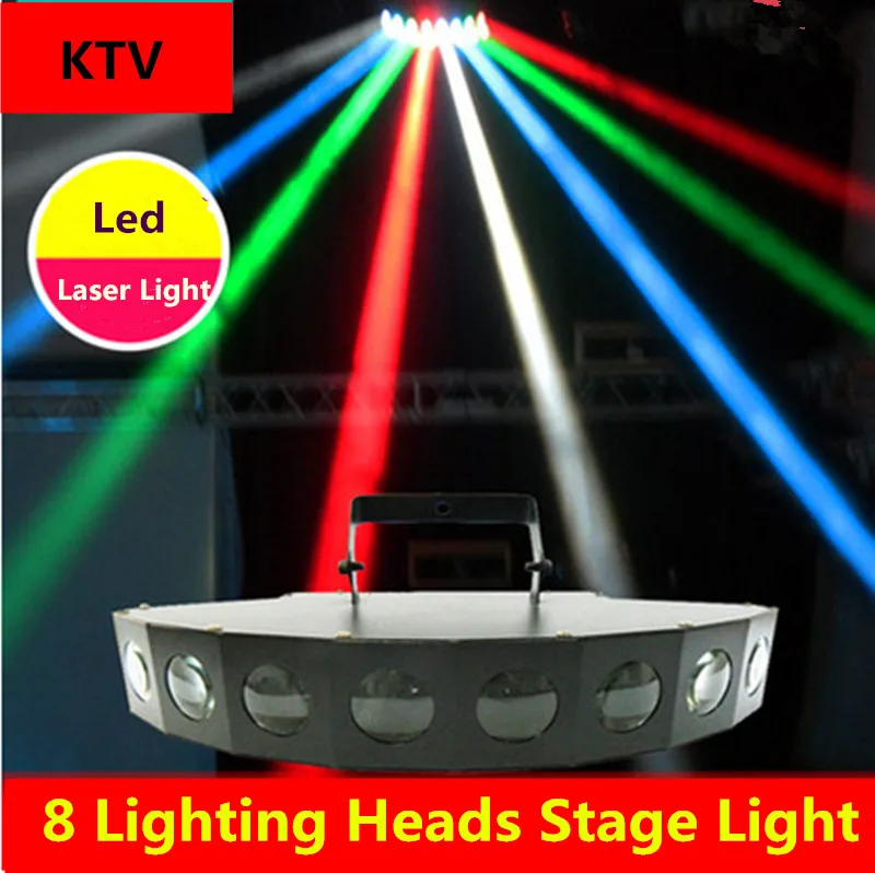 

1PCS 8 Lighting Heads Stage Light Led Laser Light For KTV bar Sound Control Performance Colorful Stage Lamp110V 220V