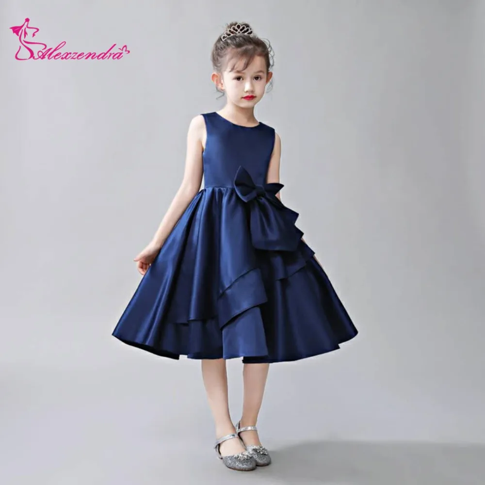 navy blue satin gown