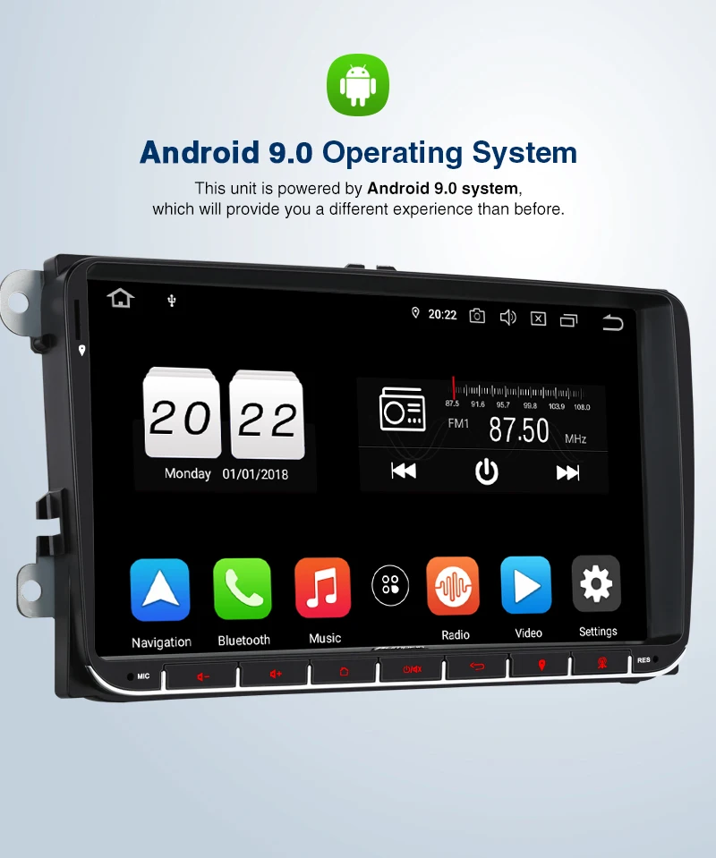 Discount Pumpkin 2 din 9"Android 9.0 Autoradio GPS Navigation For Volkswagen/Skoda/Golf/Passat Car Stereo Audio NO DVD Player OBD2 DAB 5