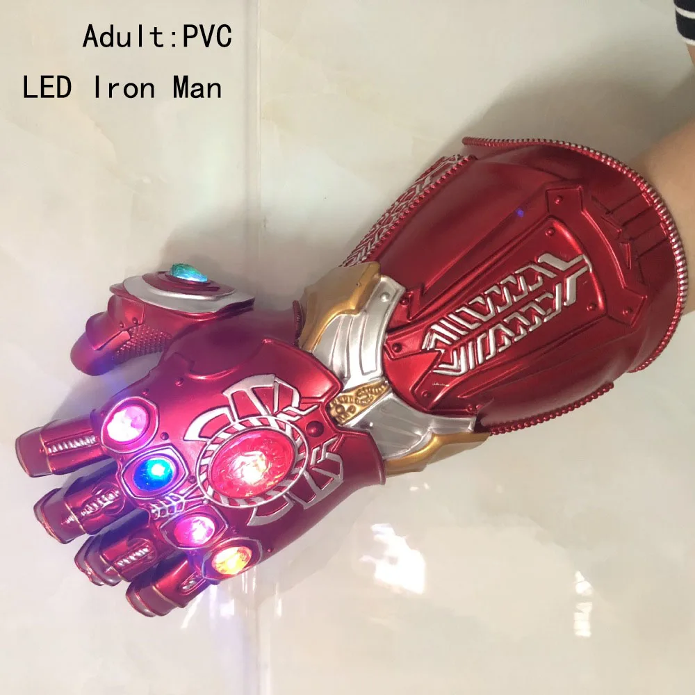 Крутой ПВХ светодиодный светильник Мстители эндгейм Железный человек нано гаунтлет танос Бесконечность гаунтлет Броня Тони Старк косплей перчатки реквизит - Цвет: PVC Adult LED Light