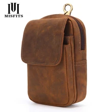 Модная кожа Crazy Horse Мужские поясные сумки из натуральной кожи для мобильного телефона поясная сумка Винтажный Мужской подвесной ремень кошелек маленькая сумка