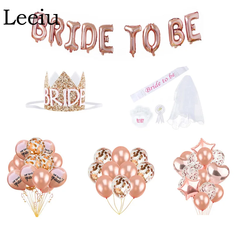 

Leeiu Rose Gold Bride To Be Foil Balloons Wedding Photo Booth Props Bridal Shower Hen Night Party Decorations