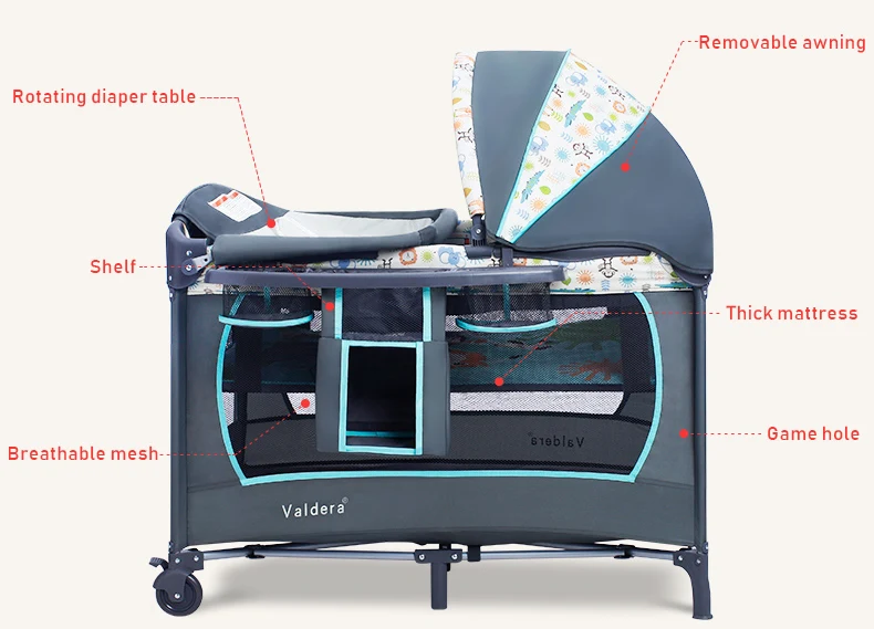 Портативная детская кроватка многофункциональная складная детская кровать с Смена подгузников стол путешествия детская кровать для игр для младенцев Колыбель