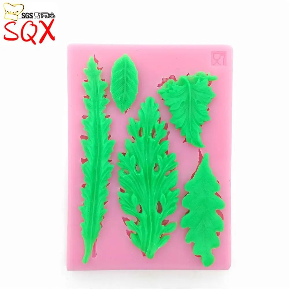 5 PCB leaves Shape Silicone molds Handmade Soap Mold, Fondant Cake