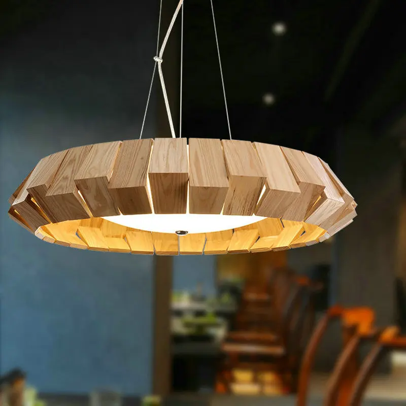 LED wood pendant lamp home indoor lighting fixture living room bedroom dinning room light free shipping