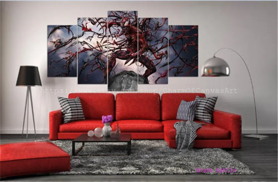 Carnage Dc Comics Superhero Spider-Man 5 Pieces Canvas Painting Print Living Room Home Decor Modern