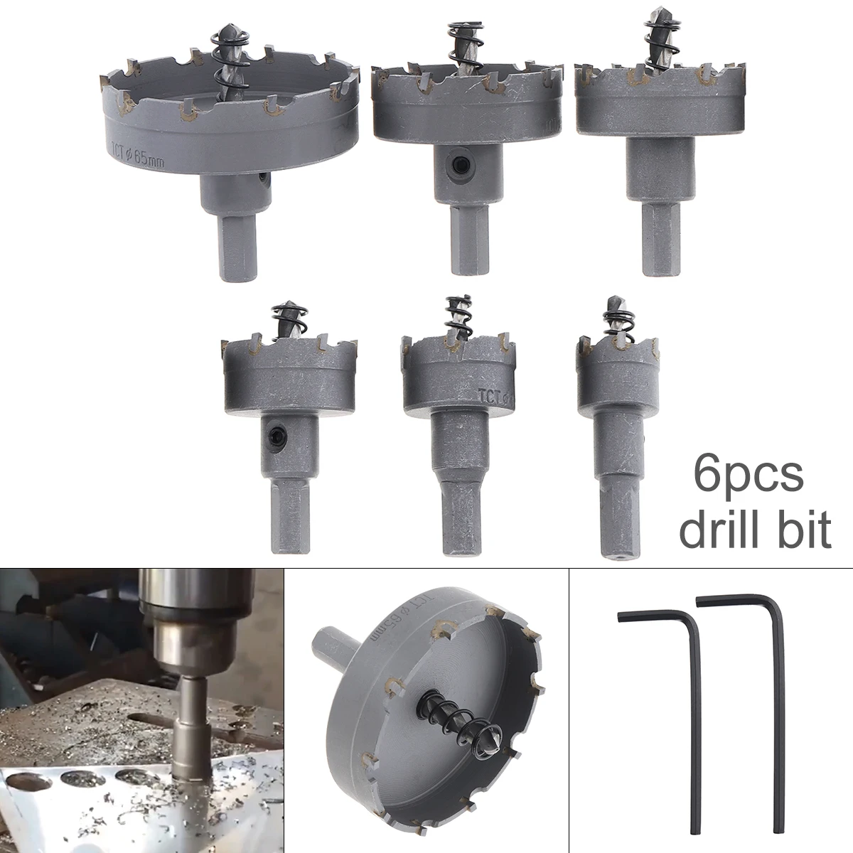 

6 pcs/set Stainless Steel HSS Hole Saw Tool Kit Carbide Tip TCT Core Drill Bits Hole Saw for Metal /Stainless Steel /Cutter