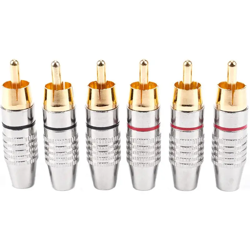 

RCA Male Plug Adapter, Audio Phono Gold Plated Solder Connector,Hi End - 6-Pack,silver #8