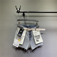 Личность Винтаж обратный Джинсовые шорты для Новинки для женщин Летняя модная разноцветная короткая джинсы студенты прямо Соблазнительные шорты