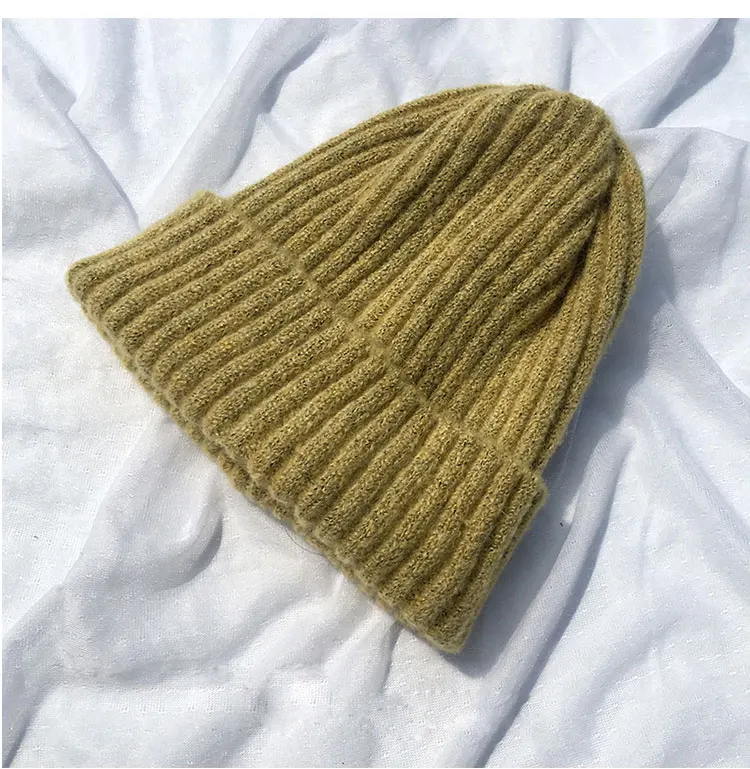 beanie women winter hats for women thick wool skullies beanies for ladies winter beanie hat solid pink black women hats winter hat  (5)