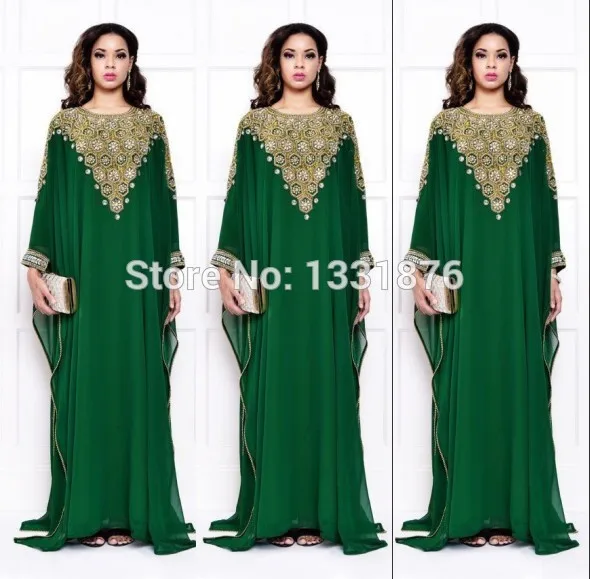 emerald green kaftan dress