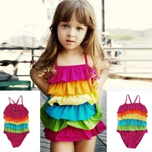 1 комплект; детская юбка-торт; раздельный купальник для девочек; цветной многослойный пляжный купальник