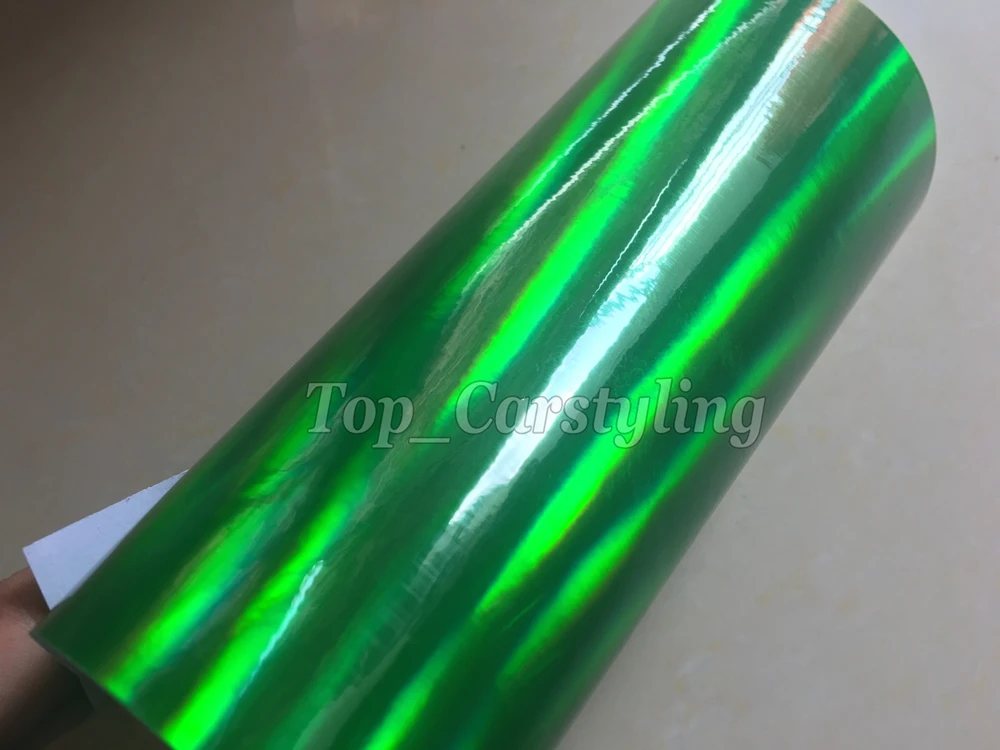 Holographic Green Chrome Car Wraps 1.52x20m/roll Rainbow Laser Chrome
