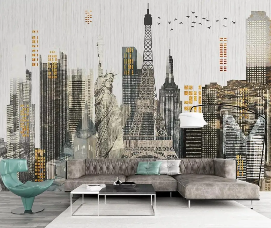 

Modern City Statue of Liberty Towel View Wallpaper Mural 3d Photo Wallpapers Luxury Canvas Waterproof Contact Paper Rolls