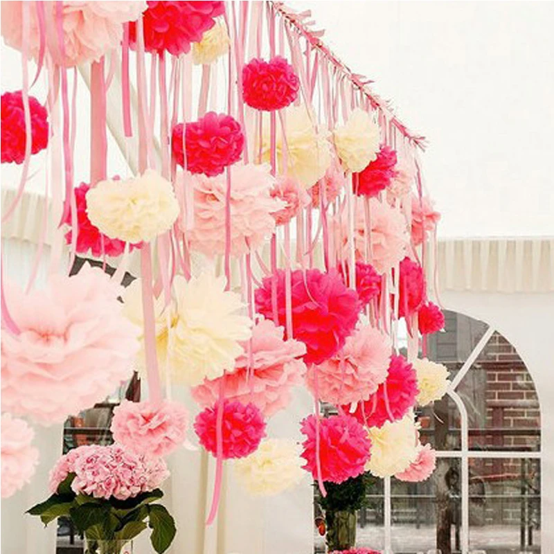 10PCS 8"DIY Tissue Paper Pompom Paper Flowers Ball Home Decor/Wedding
