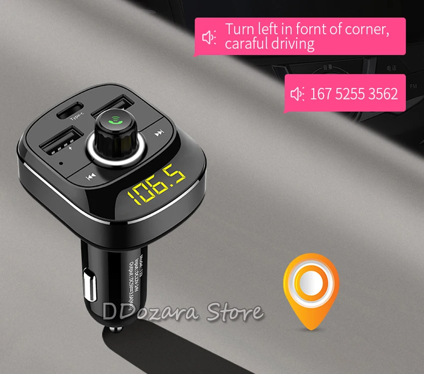 Wireless Bluetooth Fm Transmitter Aux Modulator Mp3 Player Car Kit Handsfree With Voltage Display TF Music Playing USB Charger