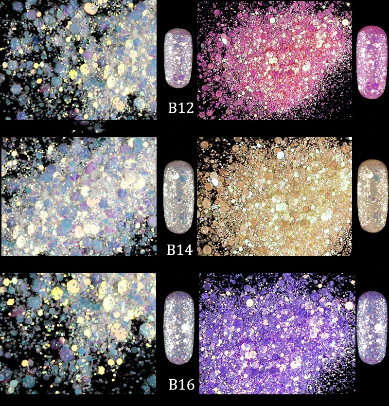 MAFANAILS, 8jar/набор, 3g, чувствительные Блестки для ногтей, блестящий светильник, фотохромные цвета, меняющие цвет, блестки для ногтей, 3D украшения для ногтей, хлопья