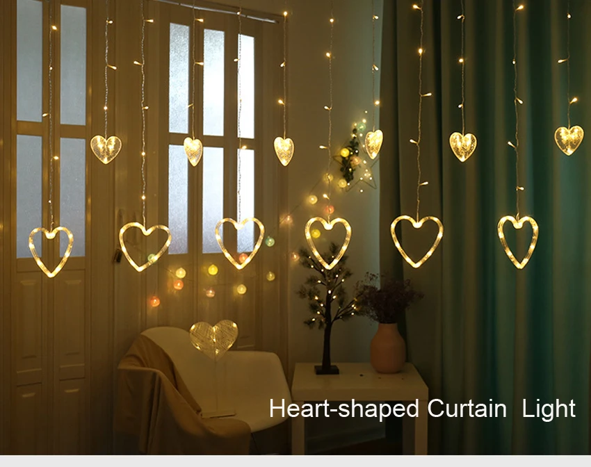 Светодиодные Занавески свет шнура 138 светодиодов 4,5 м для рождественской вечеринки изящные свадебные светильники в форме сердца сосулька