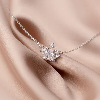 

1pc 100% real Sterling Silver 925 Fine Jewelry Princess Crown Pendant Necklace GTLX1937