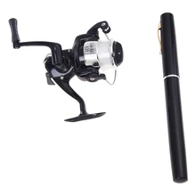 Mini Pocket Aluminum Alloy Pen Fishing Rod Pole w/ Reel